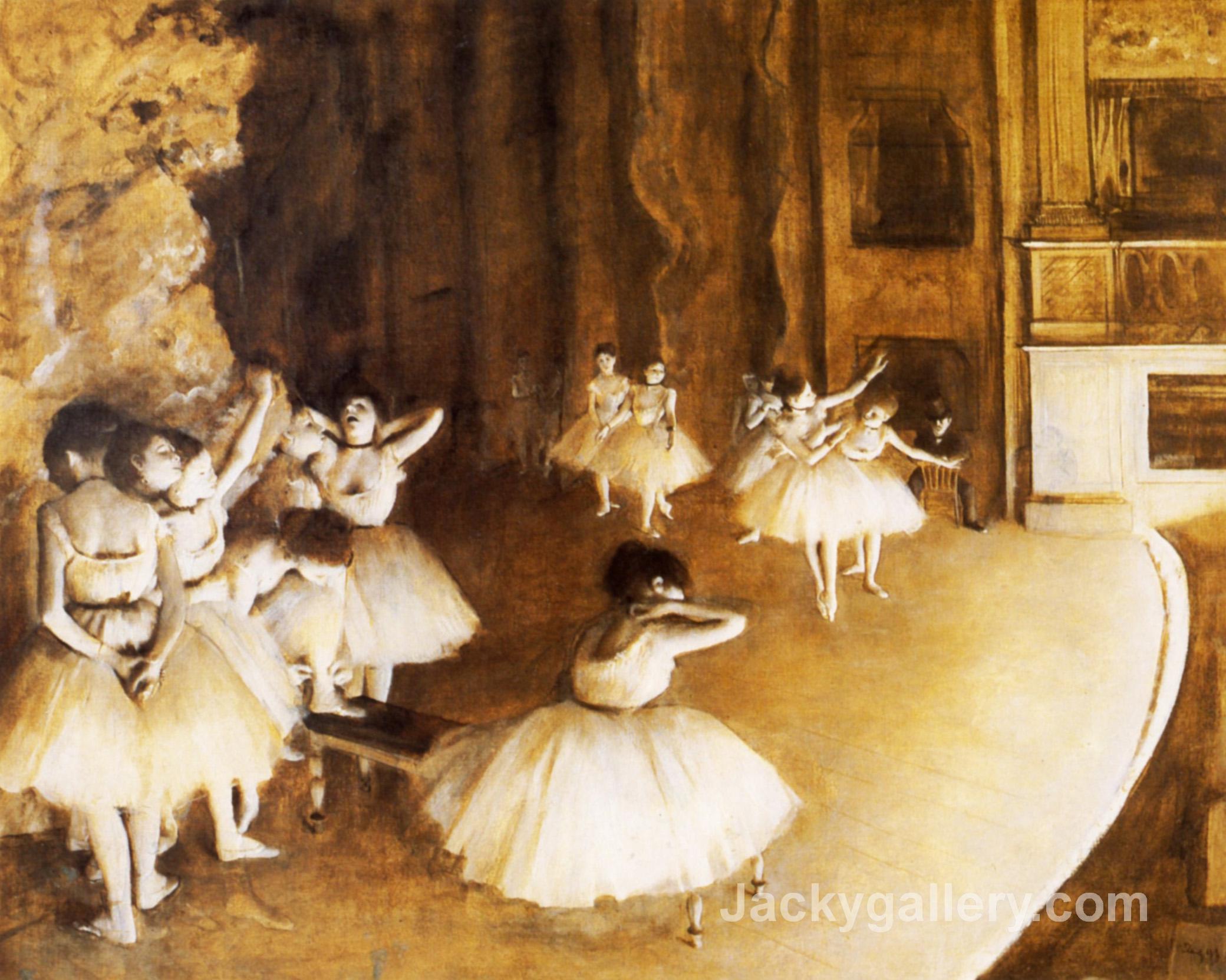 The Ballet Rehearsal on Stage by Edgar Degas paintings reproduction